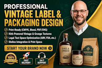 design a vintage product label and packaging design in kittl