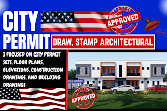 draw architectural 2d floor plan house blueprint adu garage for USA city permit