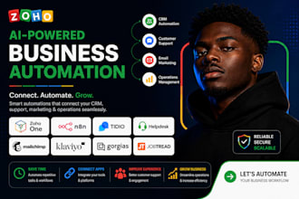 automate zoho one zapier n8n tidio helpdesk mailchimp klaviyo gorgias jobtread