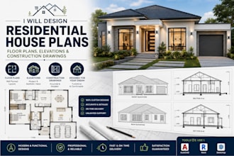 design residential house plans, floor plans, elevations and construction drawing