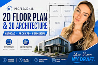 draw 2d floor plan and commercial architecture  autocad blueprints archicad