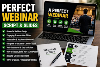 write a perfect or sales webinar script and presentation slides that converts
