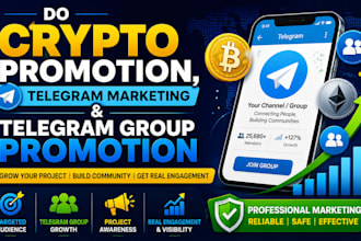 do crypto promotion, telegram marketing and telegram group promotion