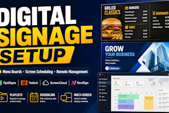 setup digital signage menu boards screens and content scheduling