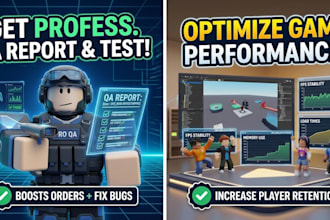 playtest and provide QA bug reports for your roblox game