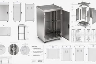 design stainless steel cabinet cad, laser cutting and fabrication drawing