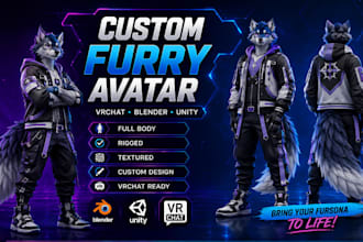 do custom vrchat furry avatar fursona facial rig 3d odel vrc anime nsfw avatar
