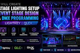 create stage lighting setup, event stage design and dmx programming lightkey qlc
