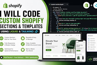 code custom shopify sections and templates using liquid and tailwind