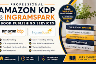 publish and format your book for amazon KDP and ingramspark