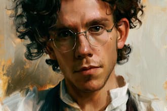 draw digital realistic oil portrait painting