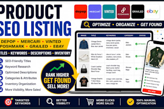 do product SEO listing on depop mercari vinted poshmark grailed ebay inventory