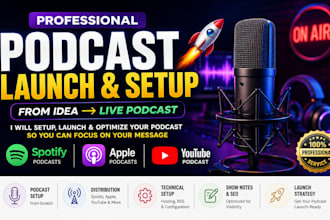 professionally setup and launch your podcast from scratch