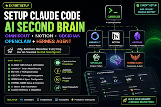 setup claude code omnirout notion ai second brain obsidian openclaw hermes agent