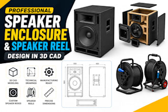 design professional speaker enclosure and speaker reel in 3d cad