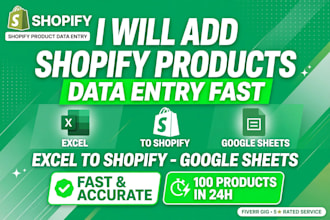 add shopify product data entry and google sheets