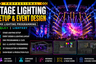 design stage lighting setup event design and program dmx lighting qlc lightkey