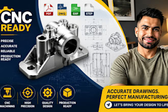 cnc manufacturing drawing, cnc part drawing, cad dxf step files for cnc readynow