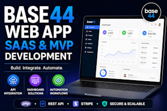 build base44 web app, saas mvp and API integrations