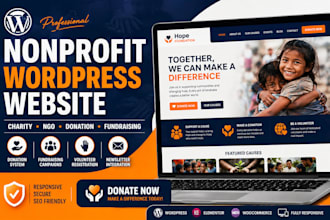 create wordpress non profit website, charity, donation, ngo fundraising website