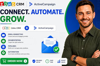 setup zoho CRM activecampaign email automation workflow sales pipeline