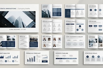 design company profile, business proposal, corporate brochure and pitch deck