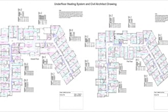 draw underfloor heating system and civil architect drawing