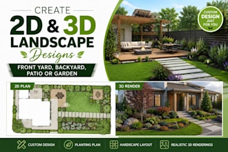 create 2d and 3d landscape designs for your front yard backyard patio or garden