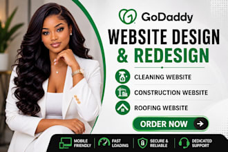 design or redesign godaddy cleaning, construction and roofing website