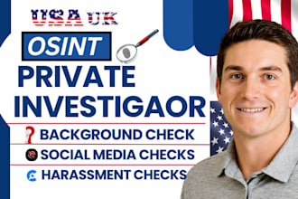 background check, investigate social media harassment check as private detective