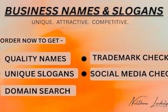 generate unique business names, brand names, and taglines