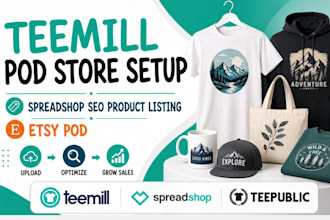 setup teemill spreadshop teepublic print on demand etsy pod product SEO listing