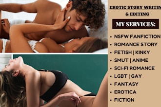 write fanfiction, nsfw, sfw, erotic story, fandom story bdsm, kinky, ghostwriter