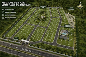redraw or render professional 2d site plans, master plan and real estate map