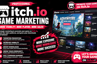 promote and advertise steam game, roblox game, itch game promotion worldwide