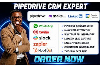 build linkedin leads pipedrive whatsapp make com CRM automation sales pipeline