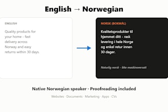 translate english to norwegian as a native norwegian speaker