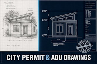 draft architectural city permit drawings and adu permit plans in cad