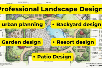 design backyard landscape, site plan, master plan, patio, garden, resort design