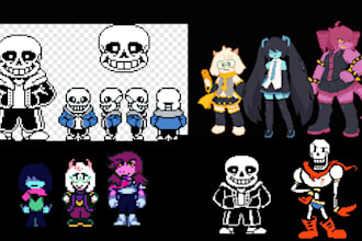 create undertale and deltarune style pixel art character sprites