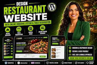 design restaurant website with online ordering system and table reservation