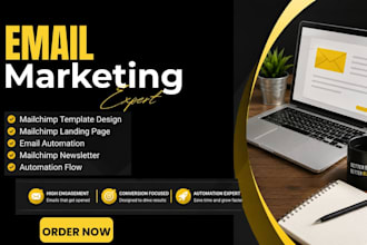 design mailchimp email template, mailchimp landing page, automation and workflow