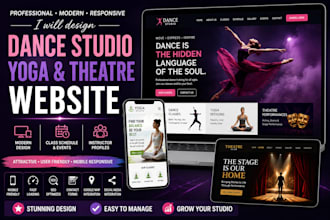 design dance studio website, yoga website, theatre club website