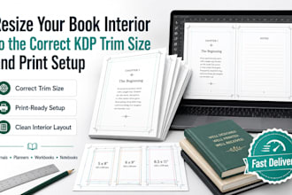 resize your book interior to the correct KDP trim size and print setup