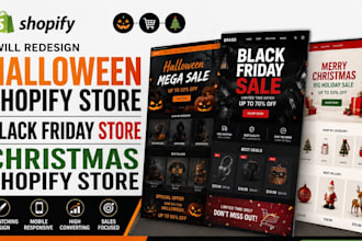 redesign halloween shopify store black friday store, christmas shopify store