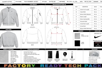 design outerwear tech pack jacket and coat for fashion brand