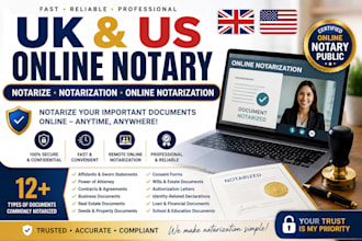 provide UK US online notary, notarization and notarize documents online