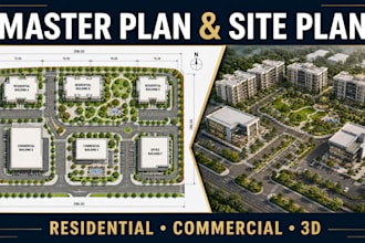 design 2d master plan, site plan, develop residential commercial or 3d rendering