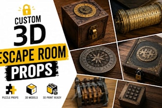 custom 3d escape room props, puzzle props, mystery game props