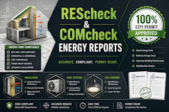 prepare rescheck and comcheck energy code compliance reports for city permit